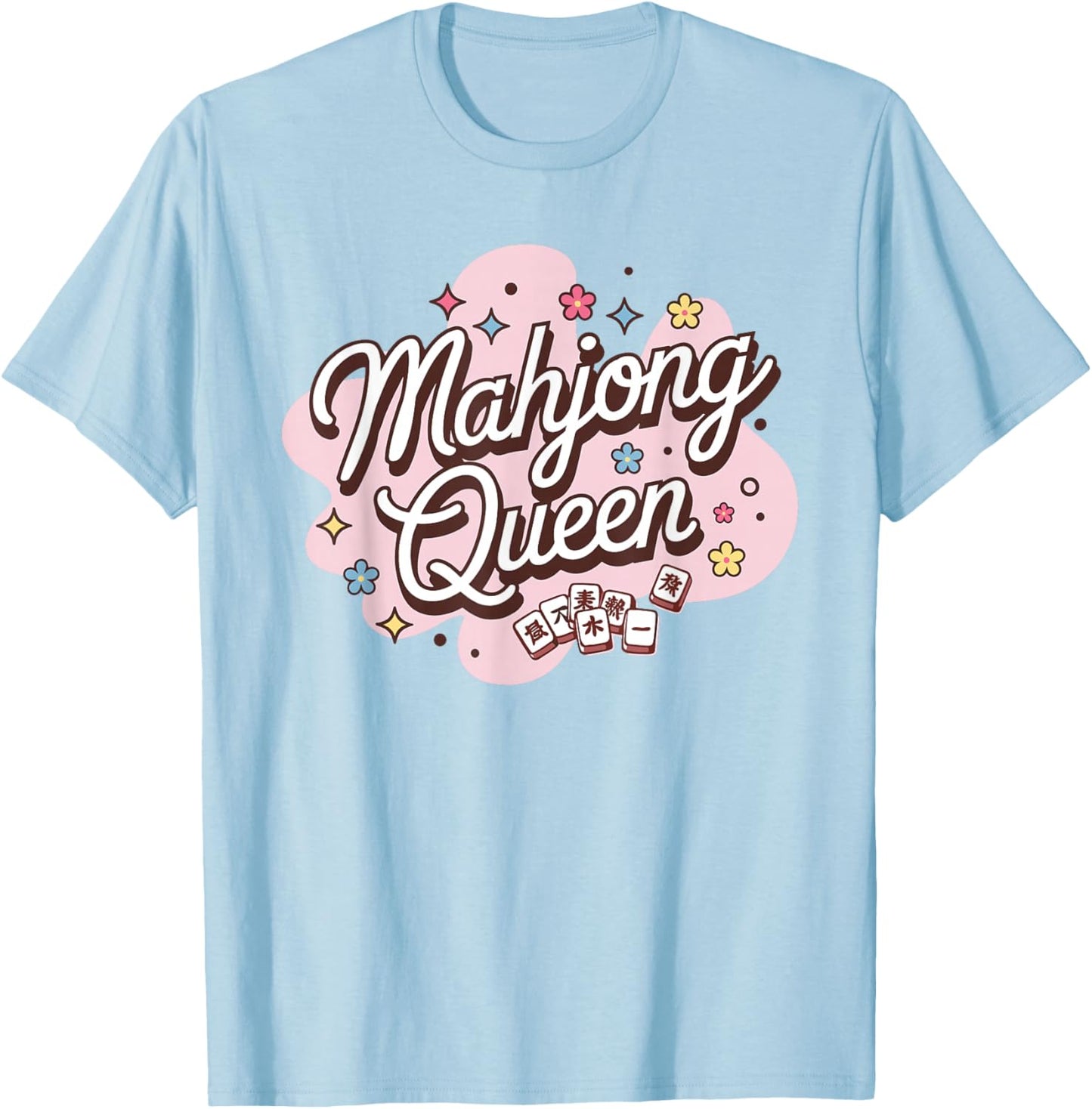Mahjong Queen Retro Vintage Mah Jongg Player T-Shirt - T-Shirt | Light Blue