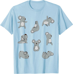 Yoga postures koala bear koala women men kids T-Shirt - T-Shirt | Light Blue
