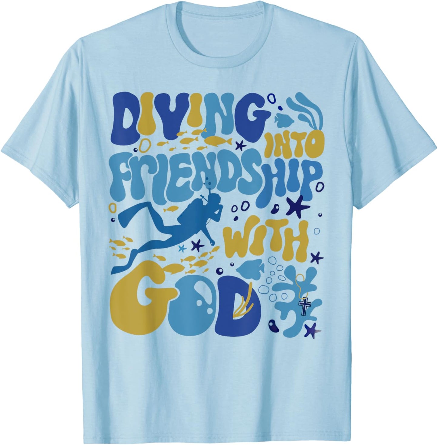 Diving Into Friendship With God Underwater Scuba VBS 2024 T-Shirt - T-Shirt | Light Blue