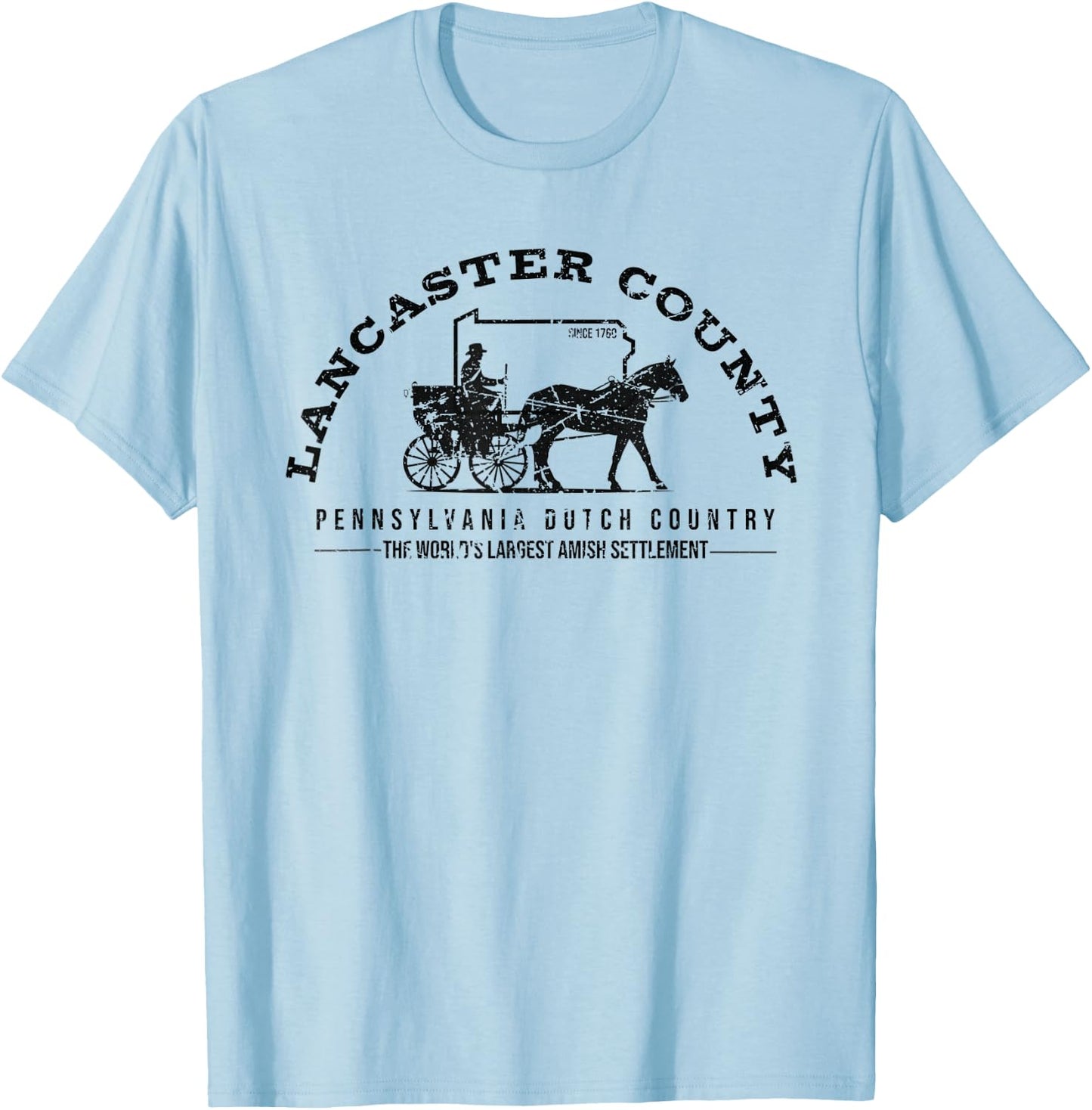 Honor the Amish & Apparel -Amish Themed Retro Vintage Grey - Small T-Shirt - T-Shirt | Light Blue