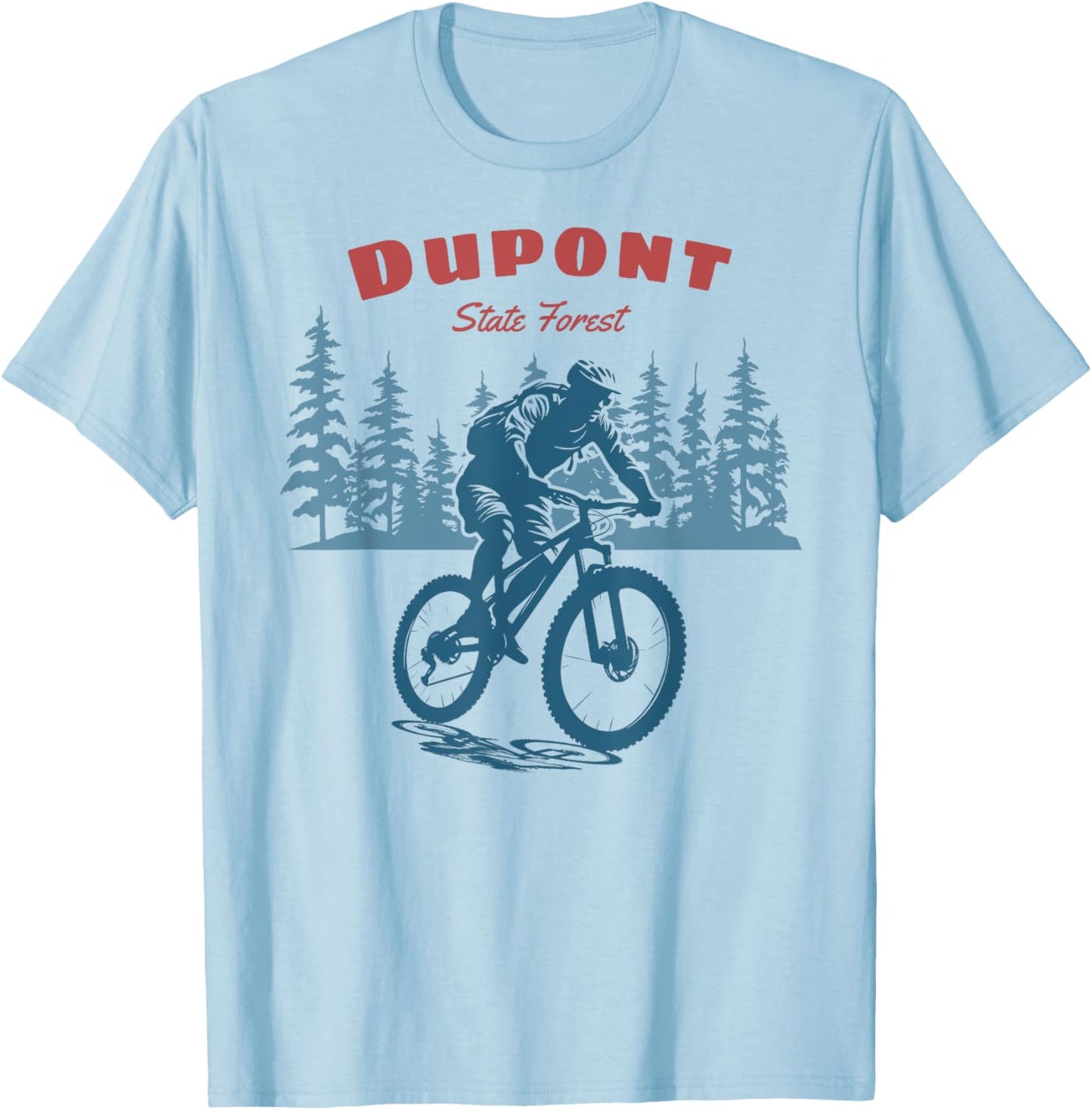 Dupont State Forest Retro Vintage Mountain Biking T-Shirt - T-Shirt | Light Blue