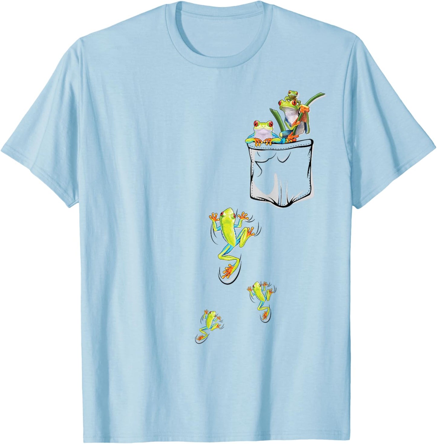 Frog Lover | Cute Frog Pocket for Kids Frog T-Shirt - T-Shirt | Light Blue