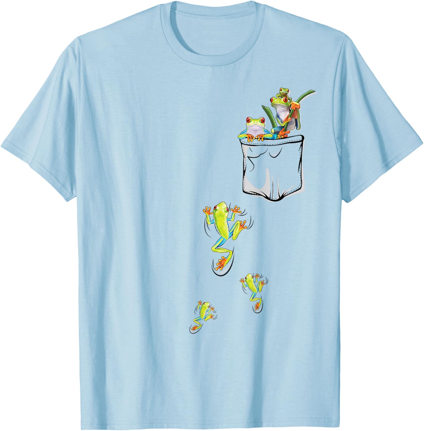 Frog Lover | Cute Frog Pocket for Kids Frog T-Shirt - T-Shirt | Light Blue