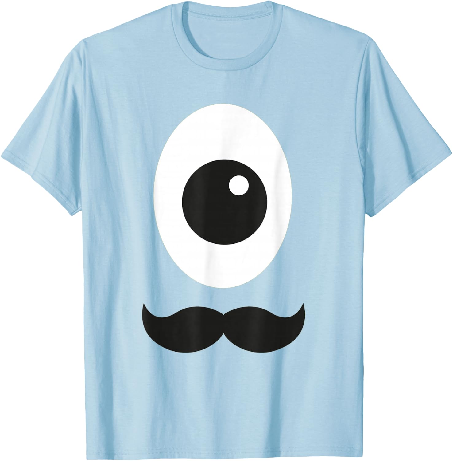 Giant Cyclops Eye and Mustache Monster Alien T-Shirt - T-Shirt | Light Blue