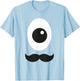 Giant Cyclops Eye and Mustache Monster Alien T-Shirt - T-Shirt | Light Blue