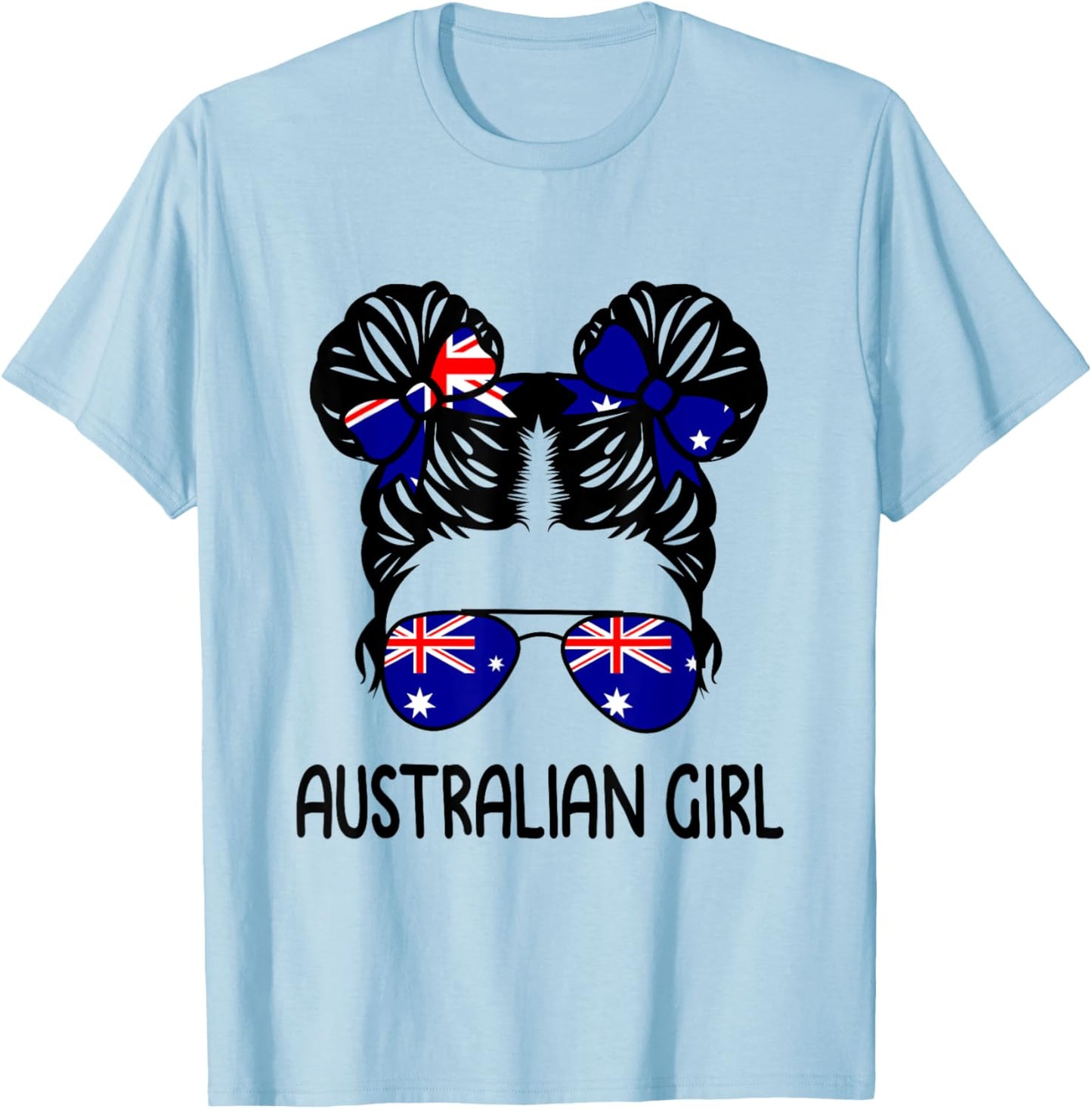 Australian Girl Messy Hair Australia Pride Patriotic Kids T-Shirt - T-Shirt | Light Blue