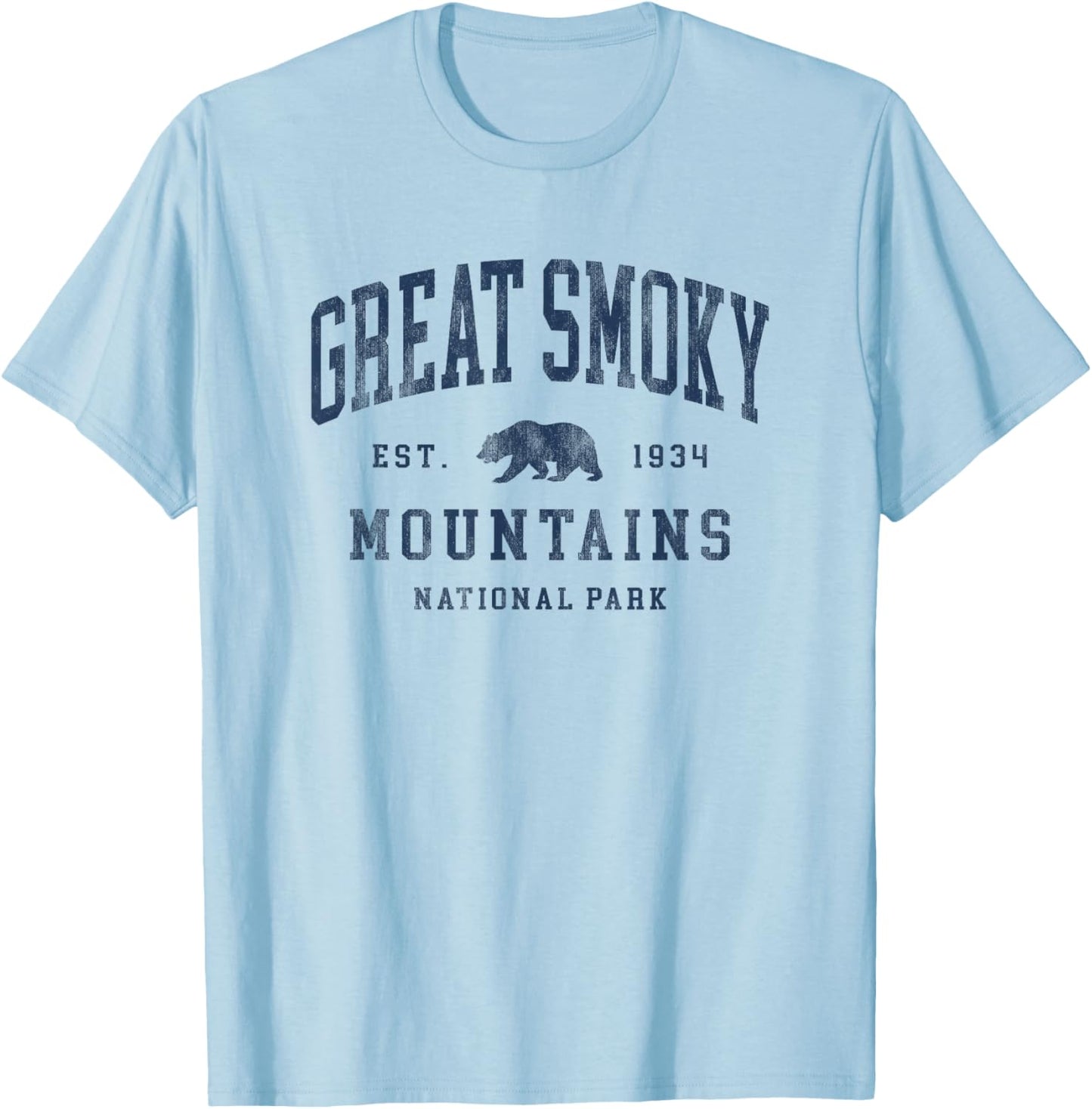 Retro Great Smoky Mountains National Park Hiking T-Shirt - T-Shirt | Light Blue