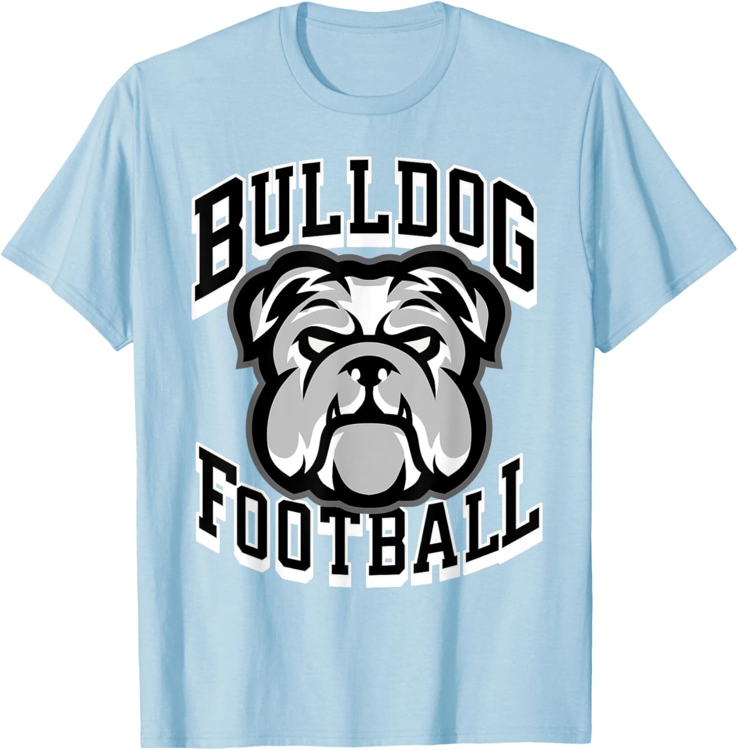 Bulldogs Football Game Day Print Mom Dad Black T-Shirt - T-Shirt | Light Blue