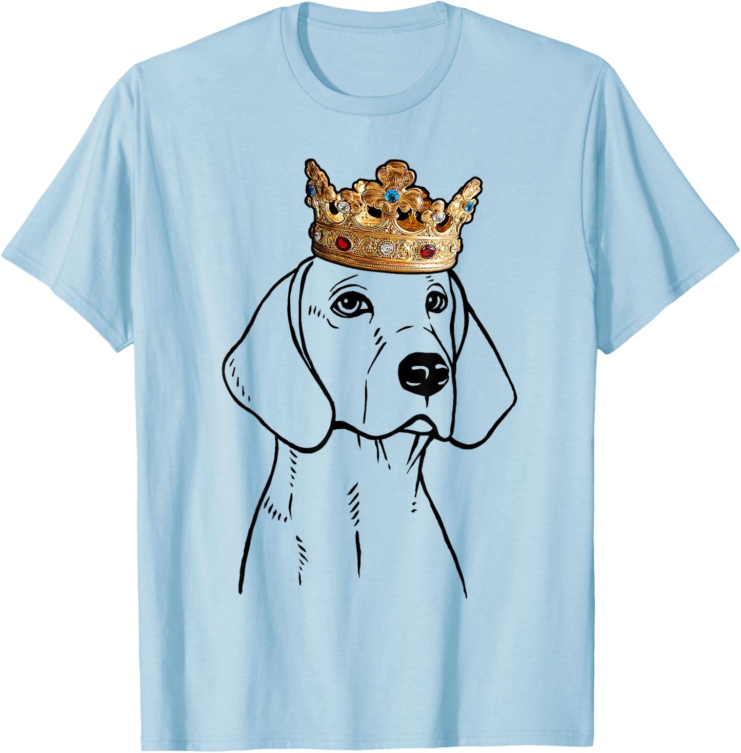 American Foxhound Dog Wearing Crown Men Women Kids T-Shirt - T-Shirt | Light Blue