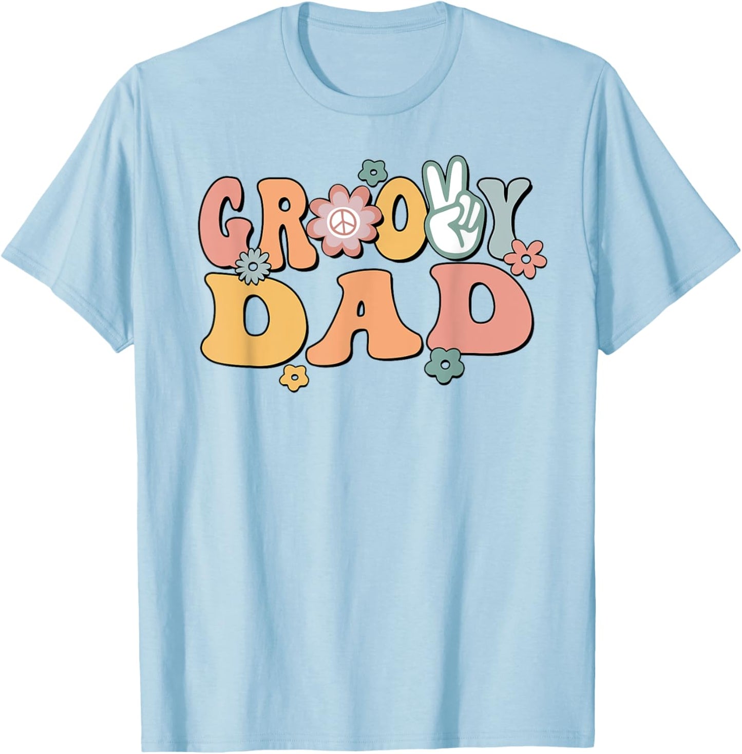 Groovy Dad Retro Father Matching Family 1st Birthday Party T-Shirt - T-Shirt | Light Blue