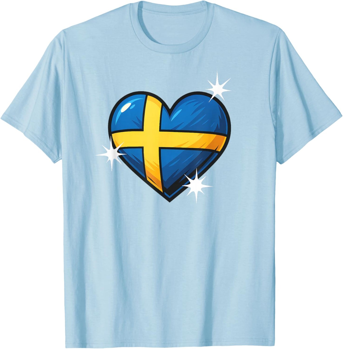 Schwedische Flagge Herz Damen Herren Kinder Gelb & Blau Schweden T-Shirt - T-Shirt | Light Blue