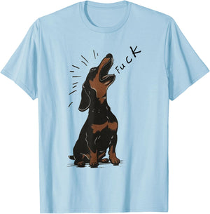 Angry - Dachshund Dog Fuck Howling Yelling Art T-Shirt - T-Shirt | Light Blue