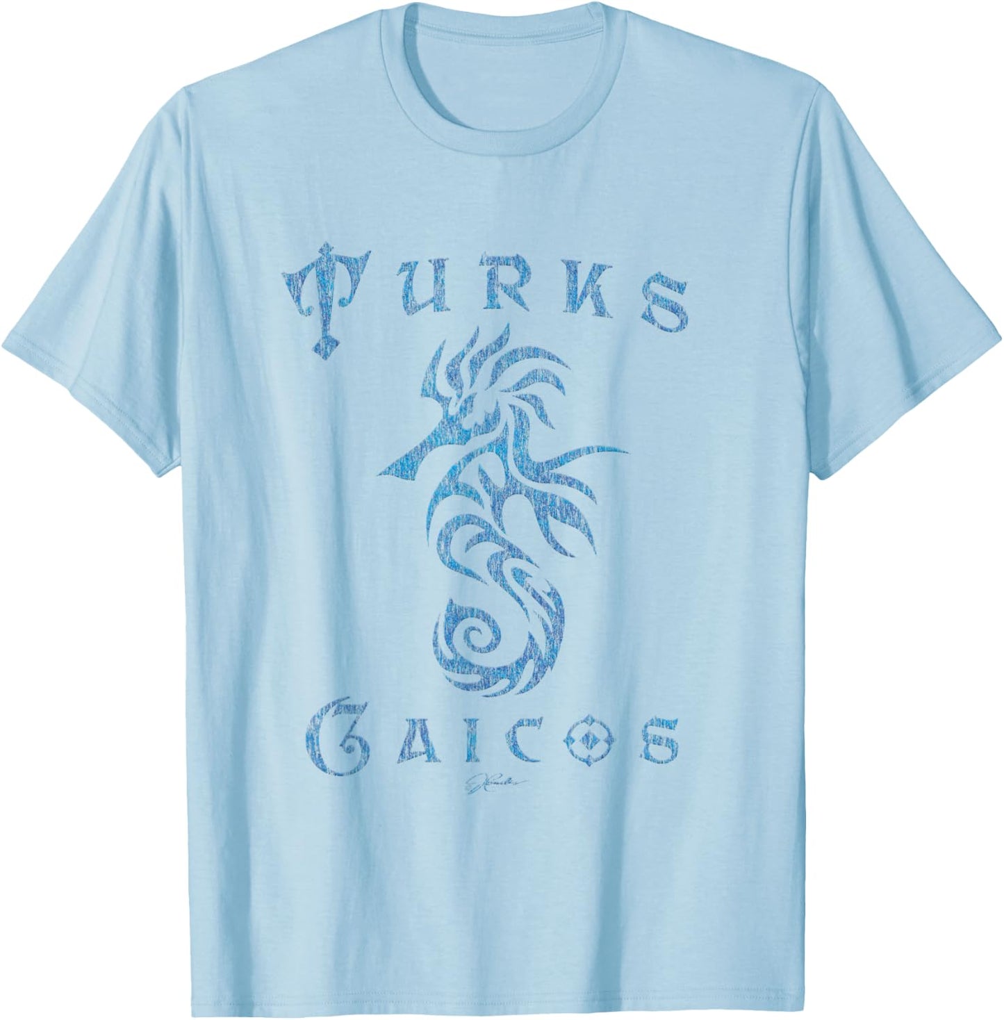 JCombs: Turks & Caicos Islands Seahorse T-Shirt - T-Shirt | Light Blue
