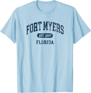 Vintage Fort Myers Florida Retro Preppy Throwback T-Shirt - T-Shirt | Light Blue