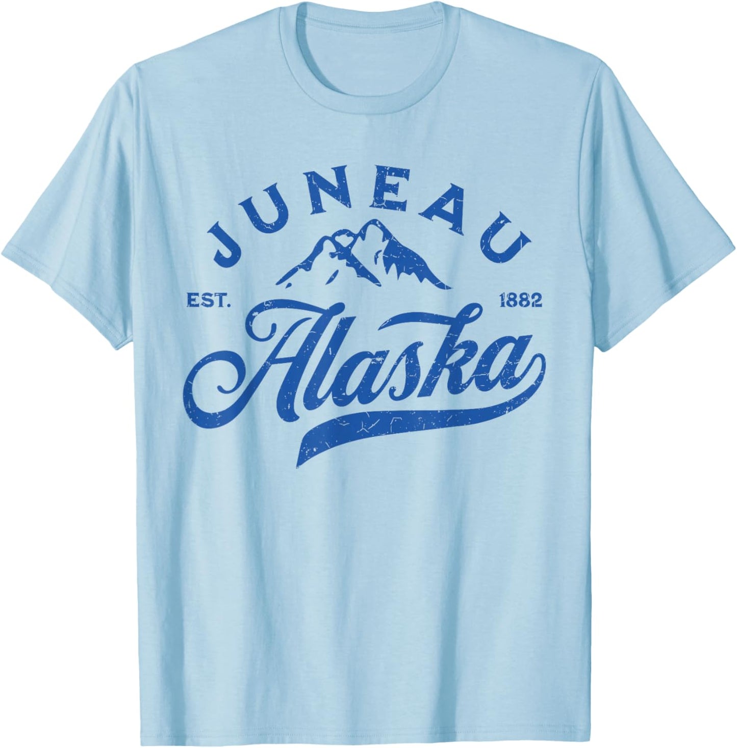 Vintage Juneau Alaska AK Mountains Family Vacation Souvenir T-Shirt - T-Shirt | Light Blue