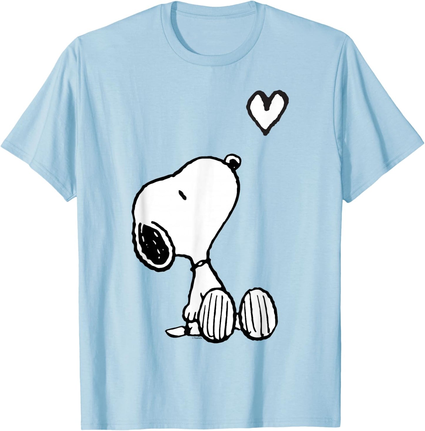 Peanuts Valentine Snoopy Sitting Heart T-Shirt - T-Shirt | Light Blue