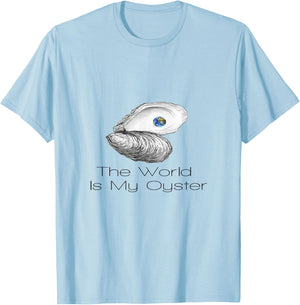 The World Is My Oyster T-Shirt - T-Shirt | Light Blue