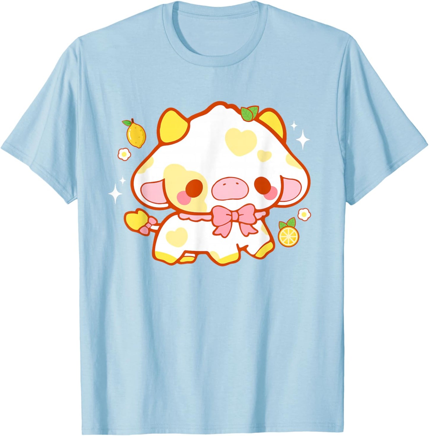 Kawaii Kuh Zitrone niedlich ästhetisch Anime Mädchen Teenager Kinder lustig T-Shirt - T-Shirt | Light Blue