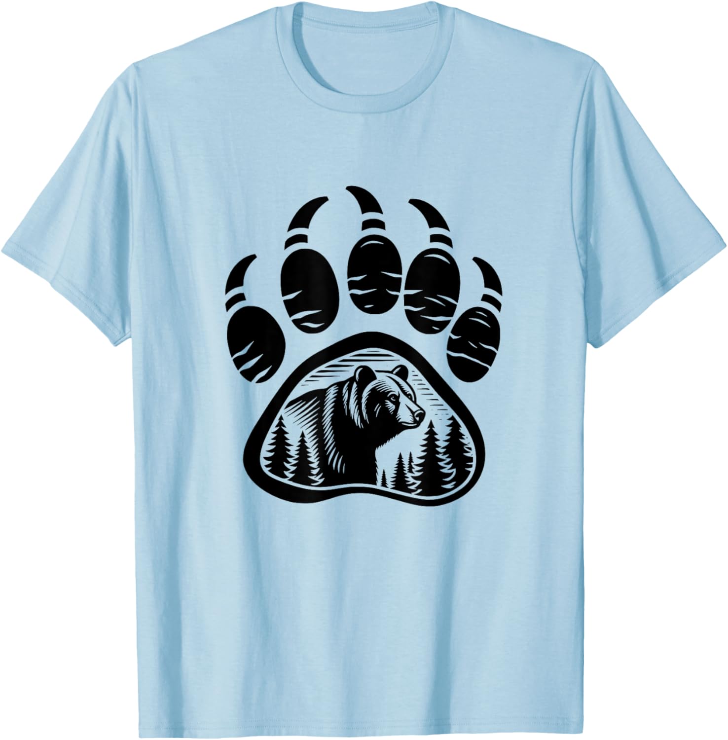 Grizzly Bear Paw Graphic Design T-Shirt - T-Shirt | Light Blue