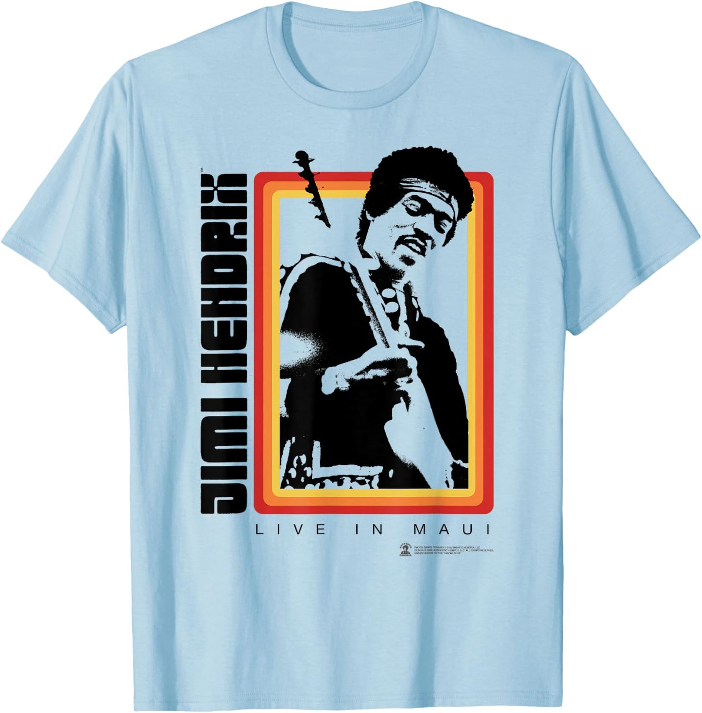 Jimi Hendrix Official Live in Maui Photo T-Shirt - T-Shirt | Light Blue