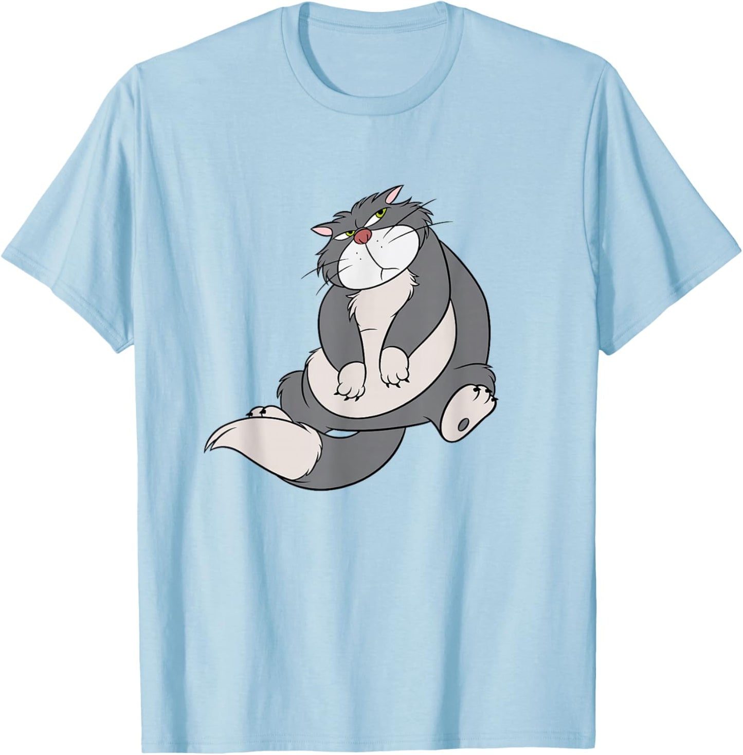 Disney Villains Annoyed Cute Lucifer Big Chest Portrait T-Shirt - T-Shirt | Light Blue