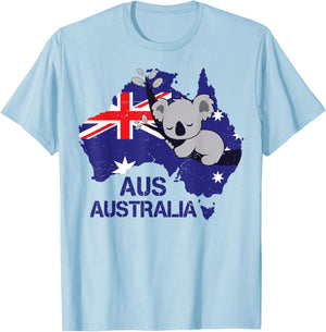 Australia Koala Flag Cute Animal Lover Funny Girls Women Kid T-Shirt - T-Shirt | Light Blue