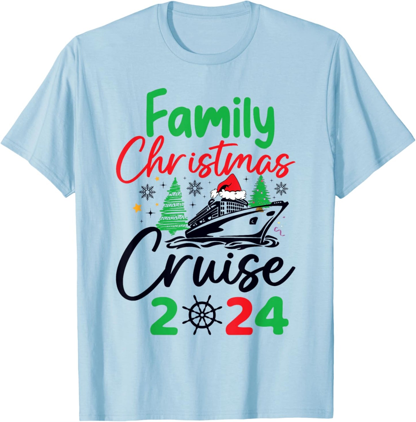 Family Christmas Cruise 2024 Merry Cruisemas Xmas Matching T-Shirt - T-Shirt | Light Blue
