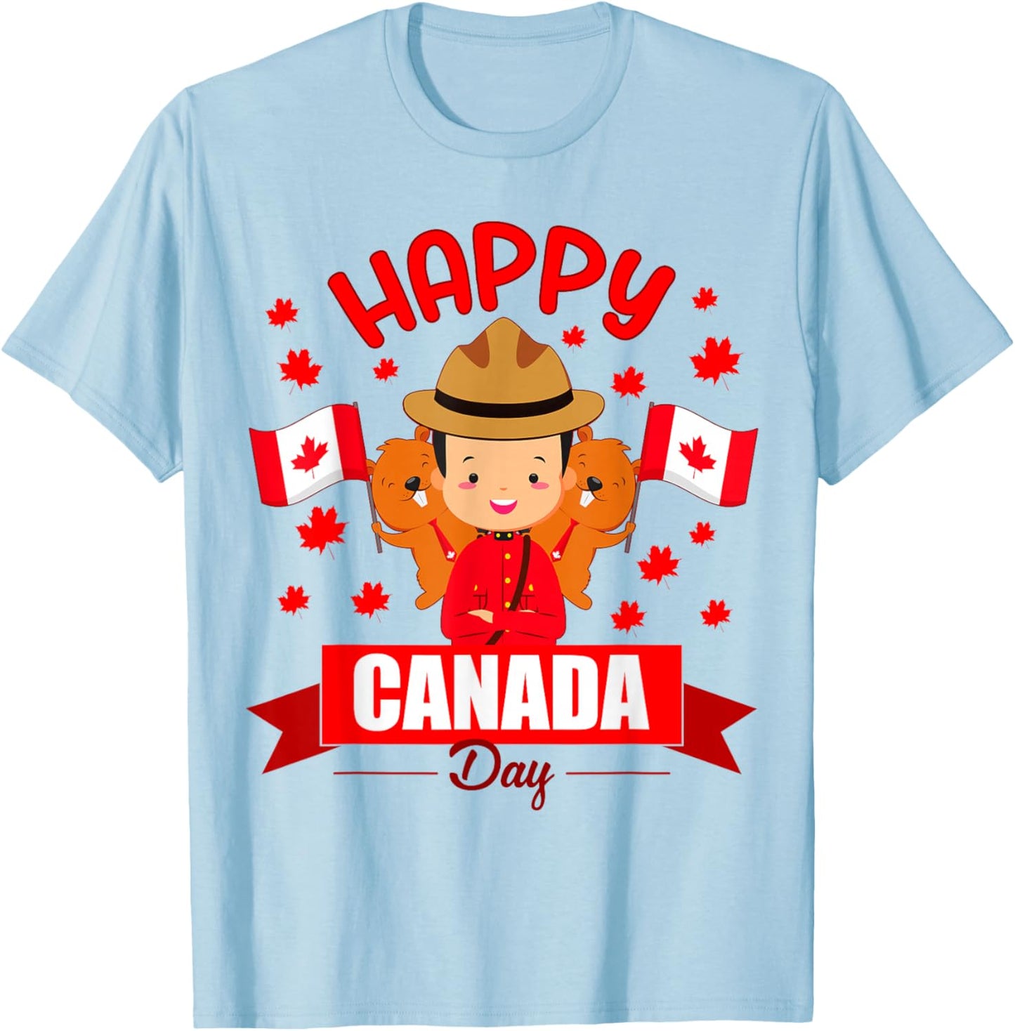 Happy Canada day Flag boys girls kids Toddler Canadian Pride T-Shirt - T-Shirt | Light Blue