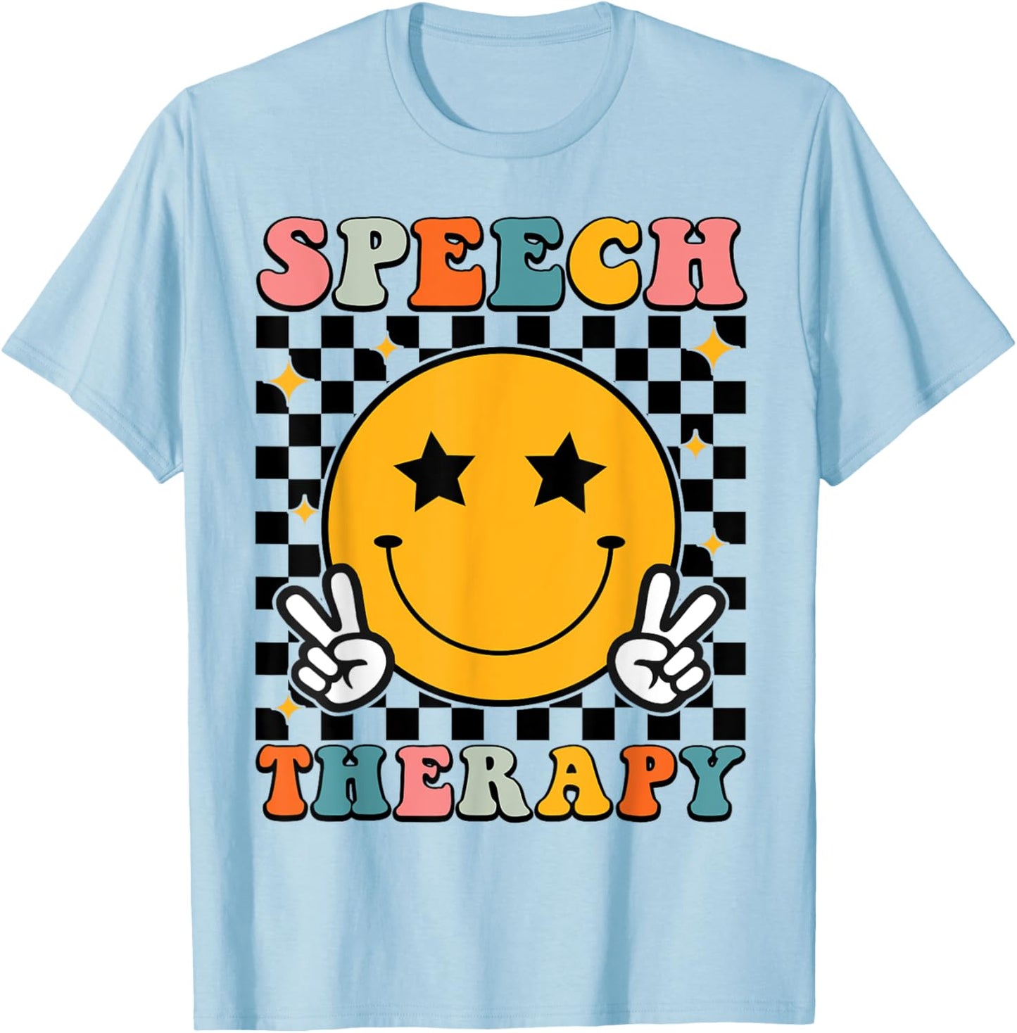 Speech Therapy Retro Smile Face SLP Teacher Speech Therapist T-Shirt - T-Shirt | Light Blue