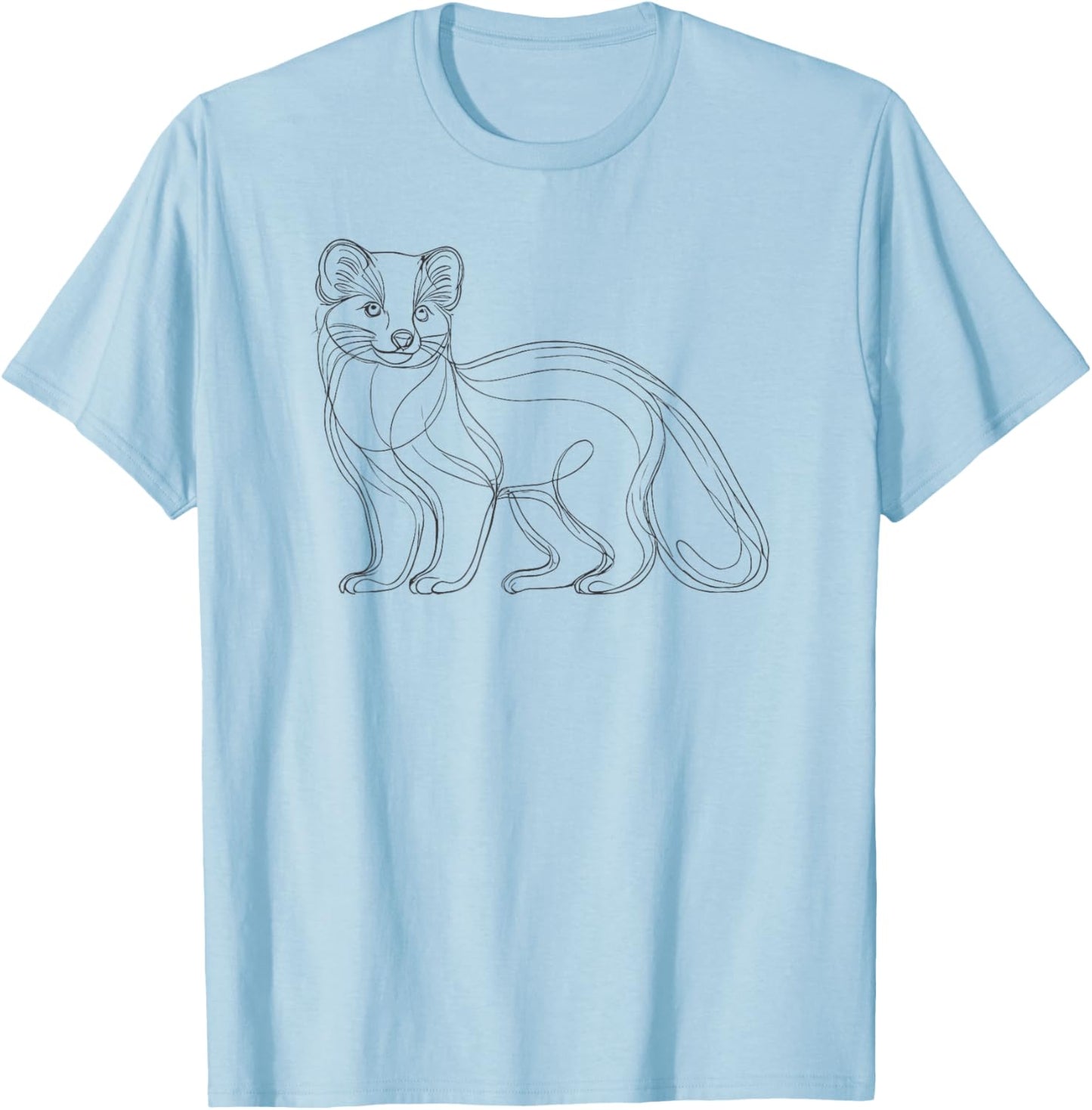 Line Art Pine Marten Pine Martens T-Shirt - T-Shirt | Light Blue