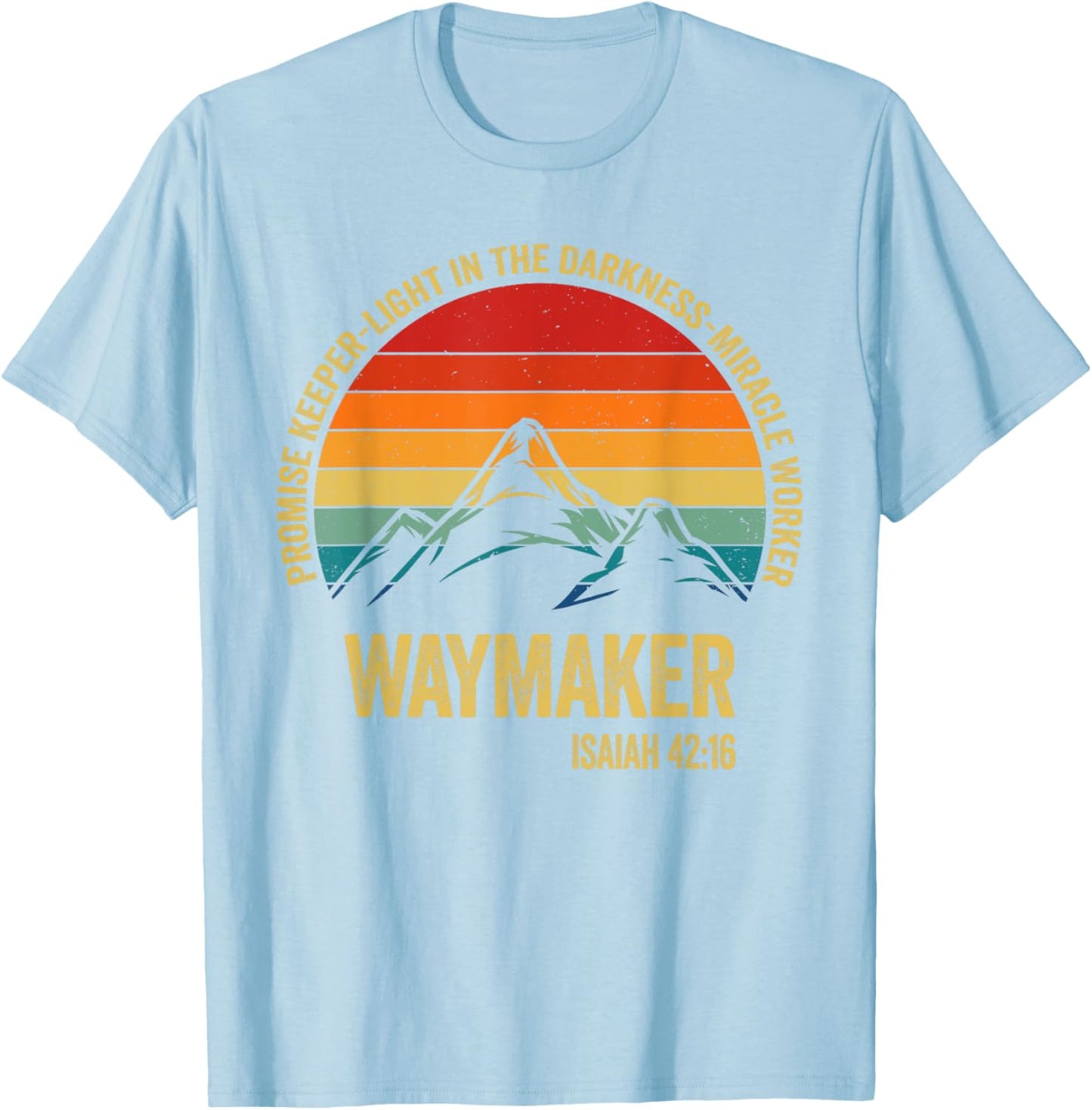 Waymaker Vintage Promise Keeper Miracle Worker Christian T-Shirt - T-Shirt | Light Blue