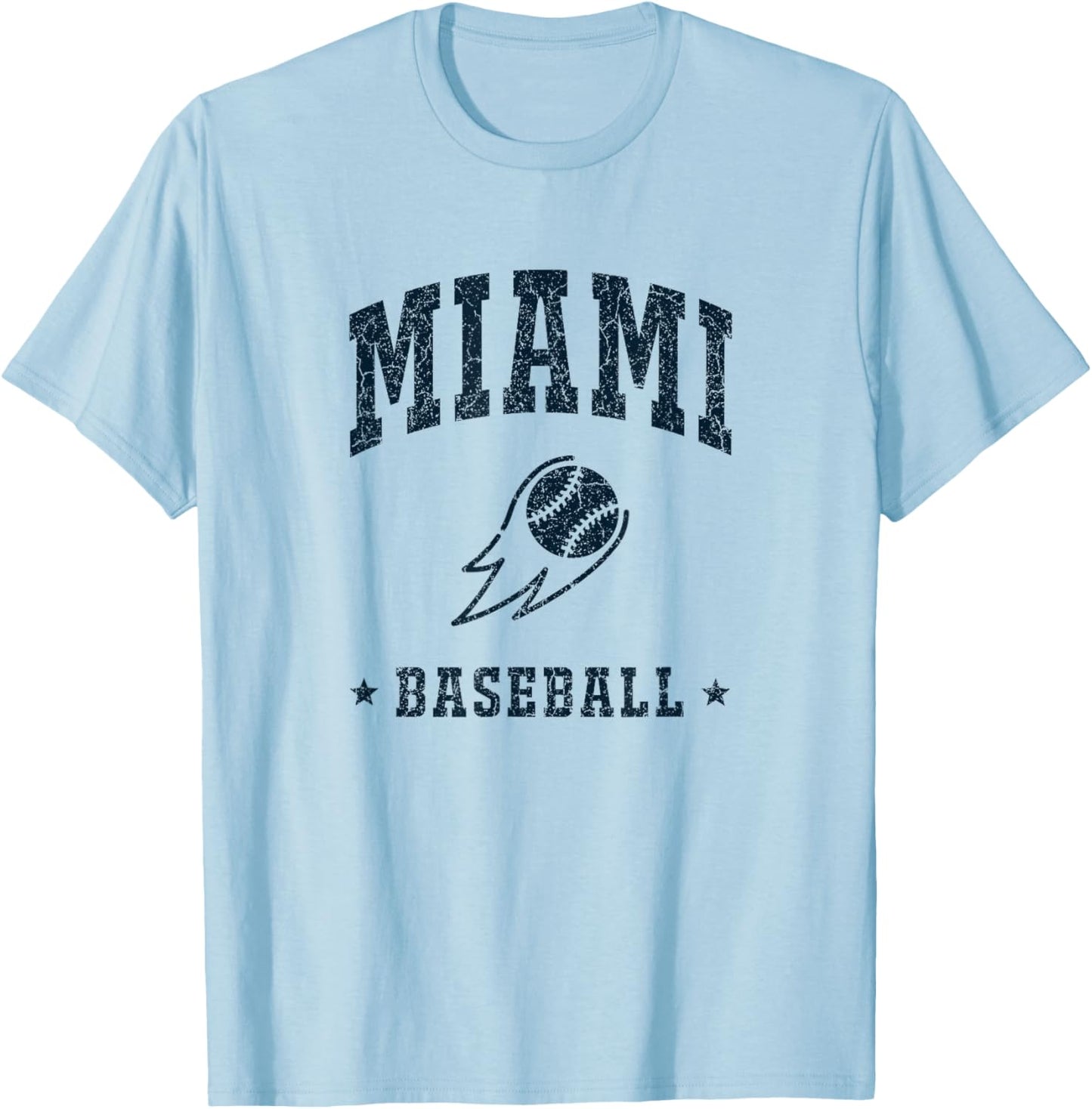 Miami Baseball Vintage Gameday Retro Baseball Lover T-Shirt - T-Shirt | Light Blue