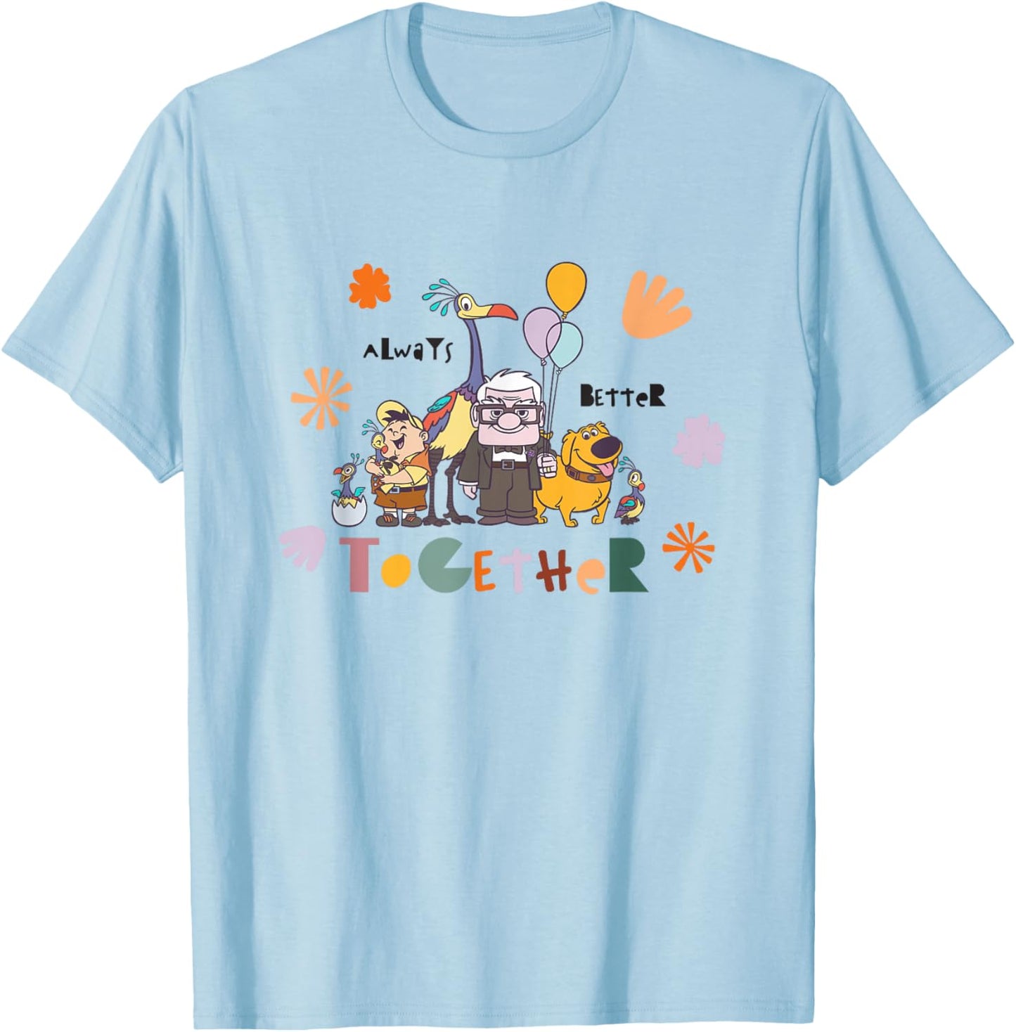 Disney Pixar Up Always Better Together Cute Group Shot Logo T-Shirt - T-Shirt | Light Blue