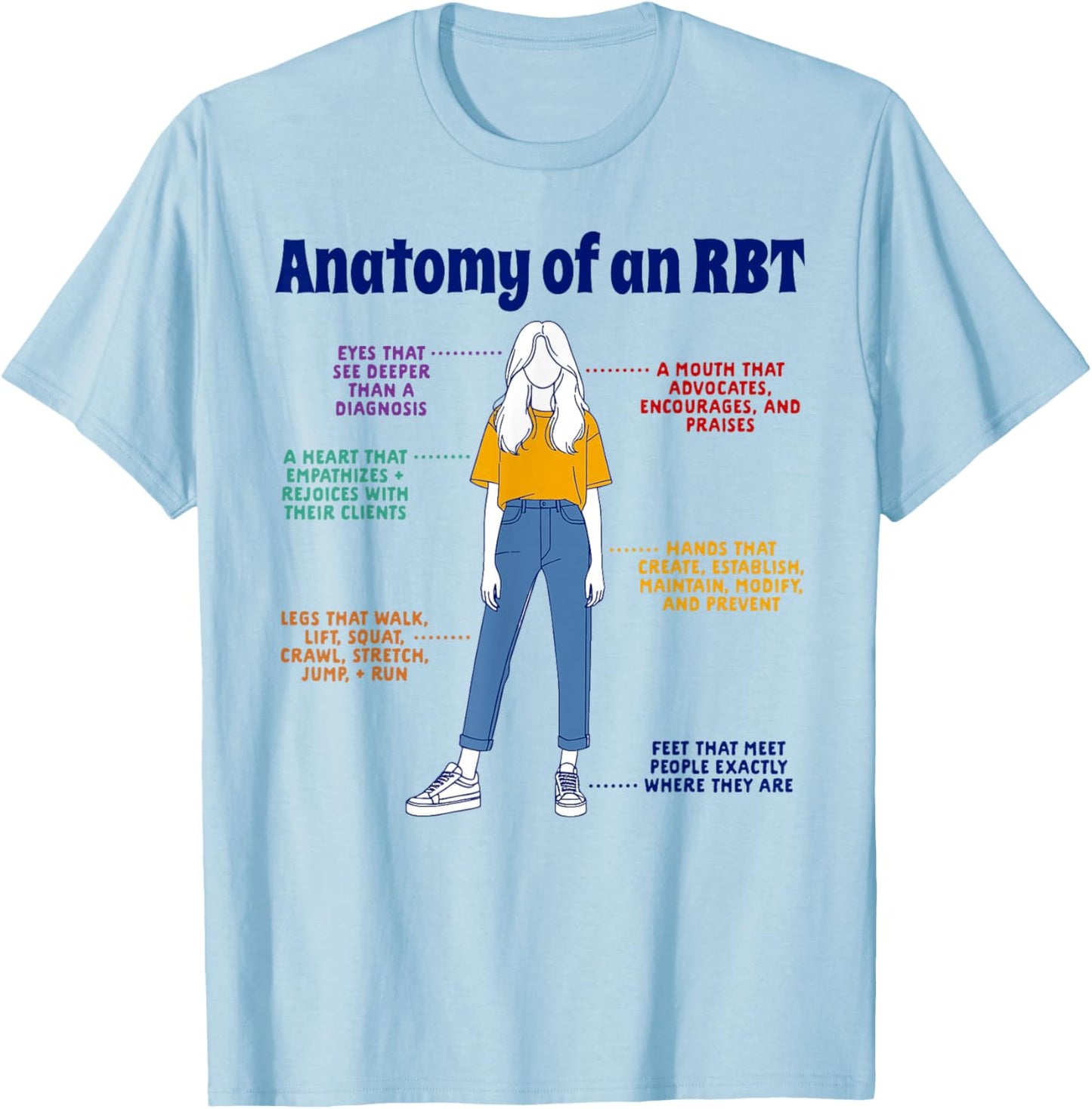 Registered Behavior Technician RBT Squad Anatomy Of An RBT T-Shirt - T-Shirt | Light Blue