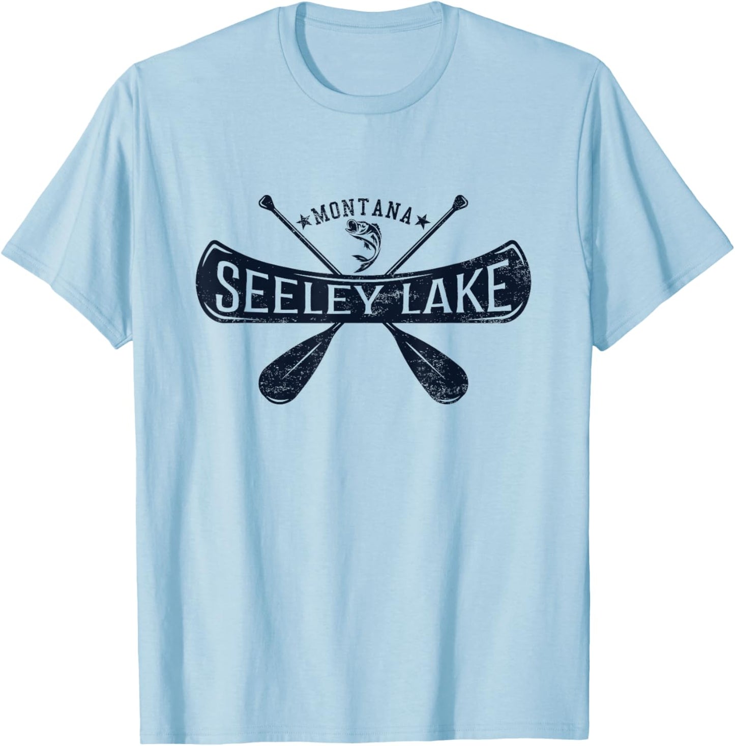 Seeley Lake Montana Vintage Distressed T-Shirt - T-Shirt | Light Blue