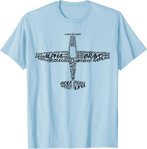 Phonetic Alphabet | Pilot Airplane Shirt T-Shirt - T-Shirt | Light Blue