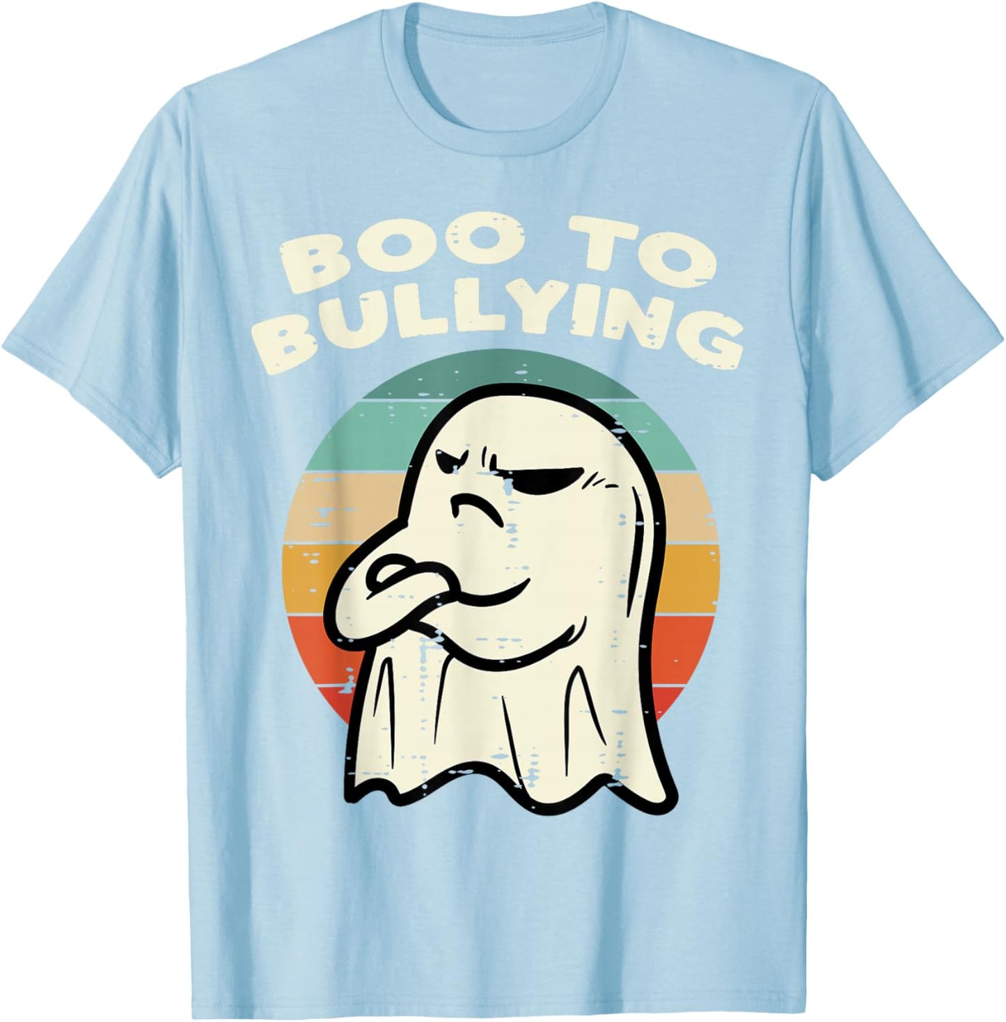 Boo To Bullying Retro Orange Unity Day Halloween Ghost Kids T-Shirt - T-Shirt | Light Blue