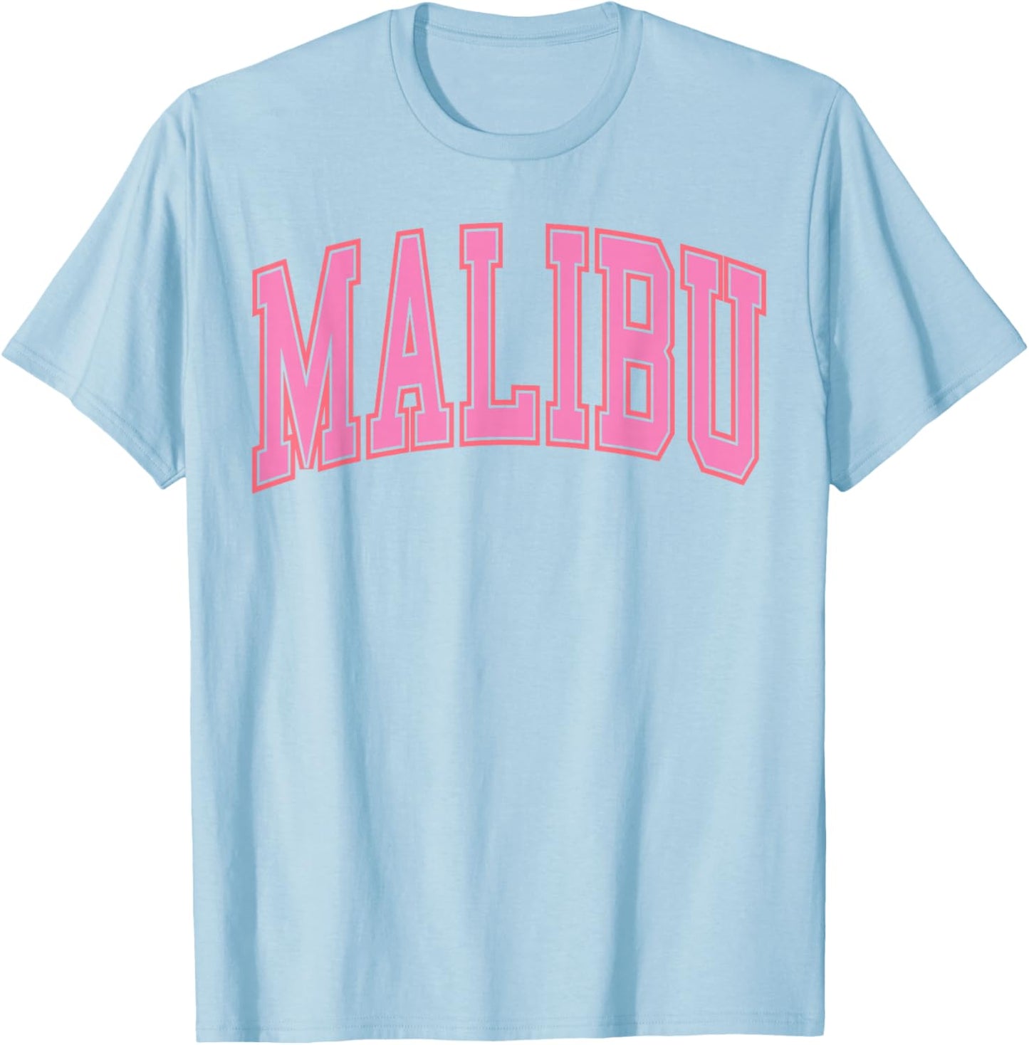 Preppy Varsity Pink Malibu California Teen Girls T-Shirt - T-Shirt | Light Blue