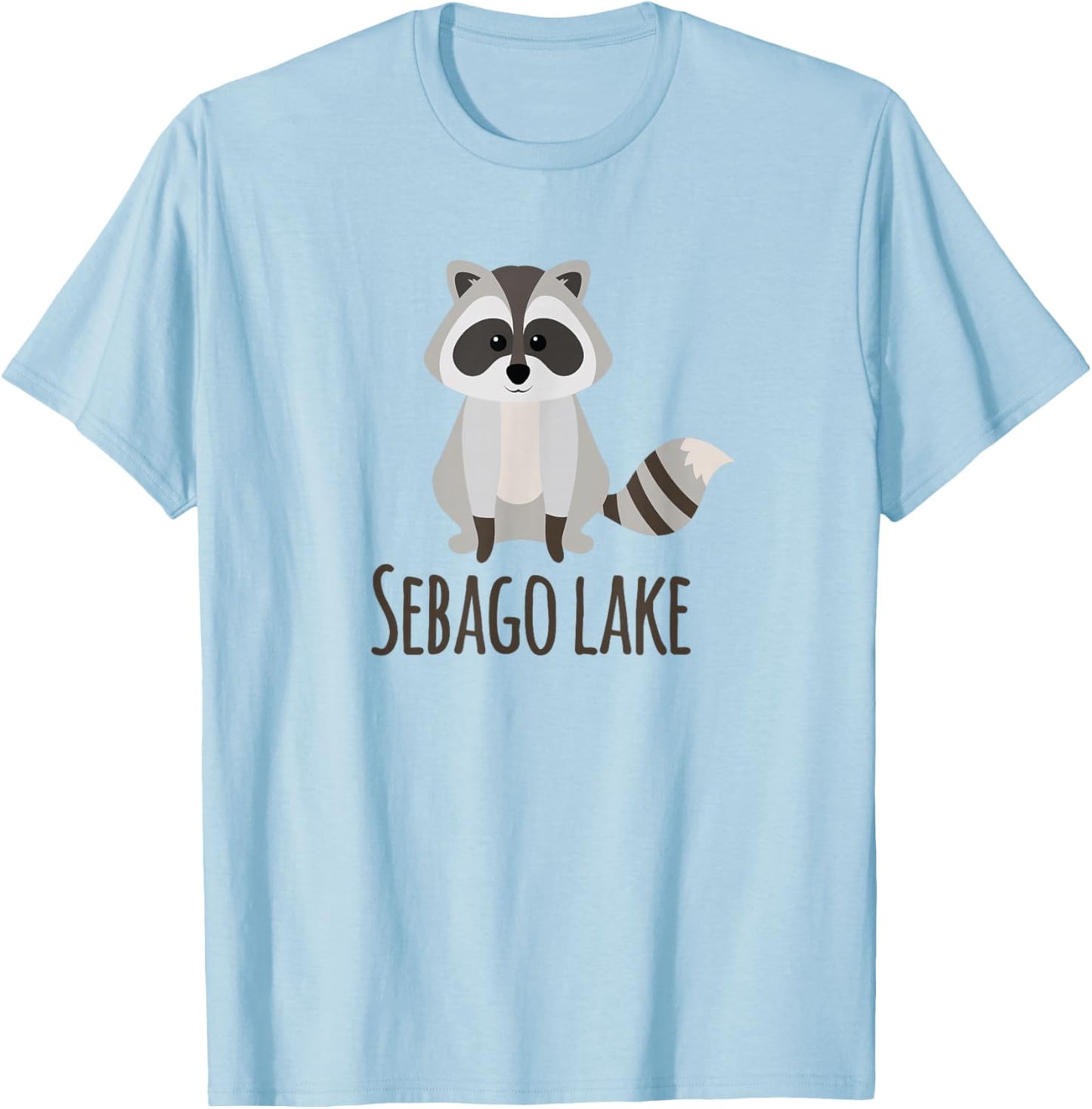 Sebago Lake Maine Woodlands Camping Wildlife Raccoon T-Shirt - T-Shirt | Light Blue