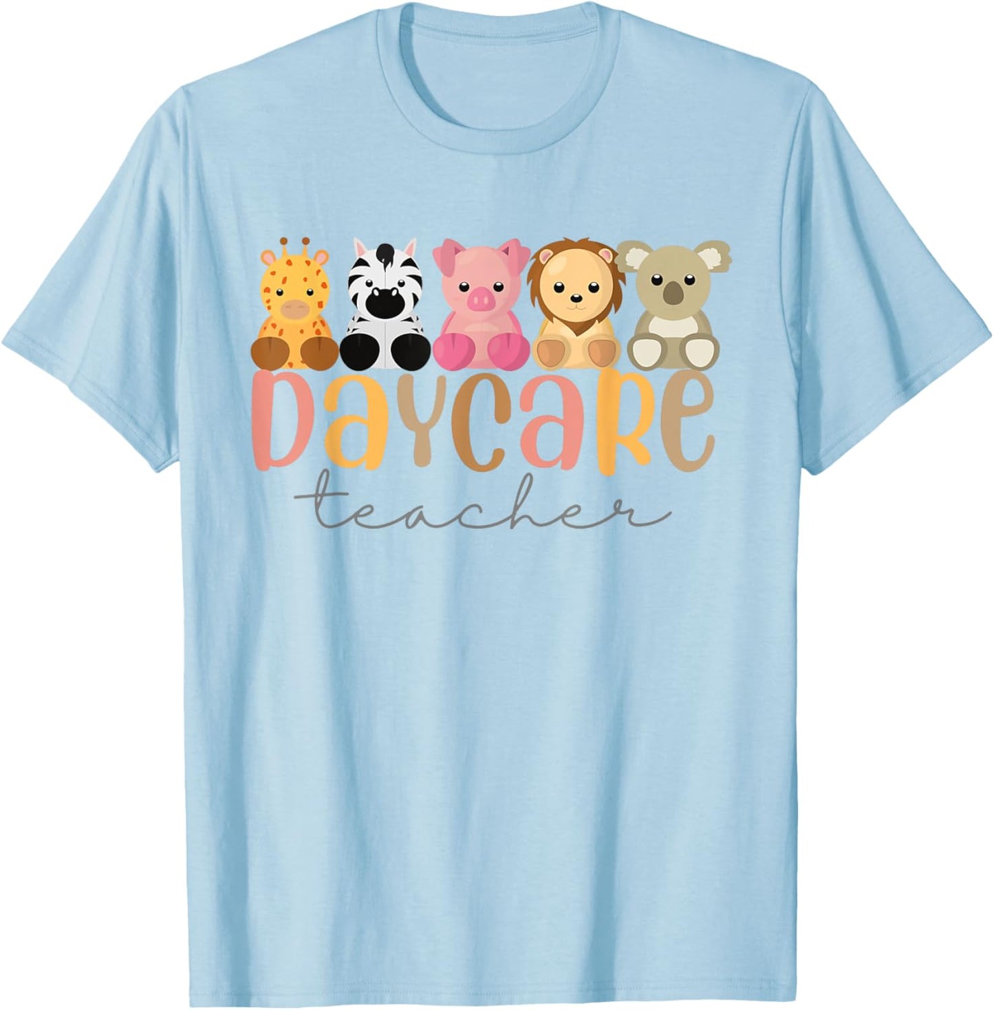 Daycare Teacher Animals Daycare Provider Back To School T-Shirt - T-Shirt | Light Blue
