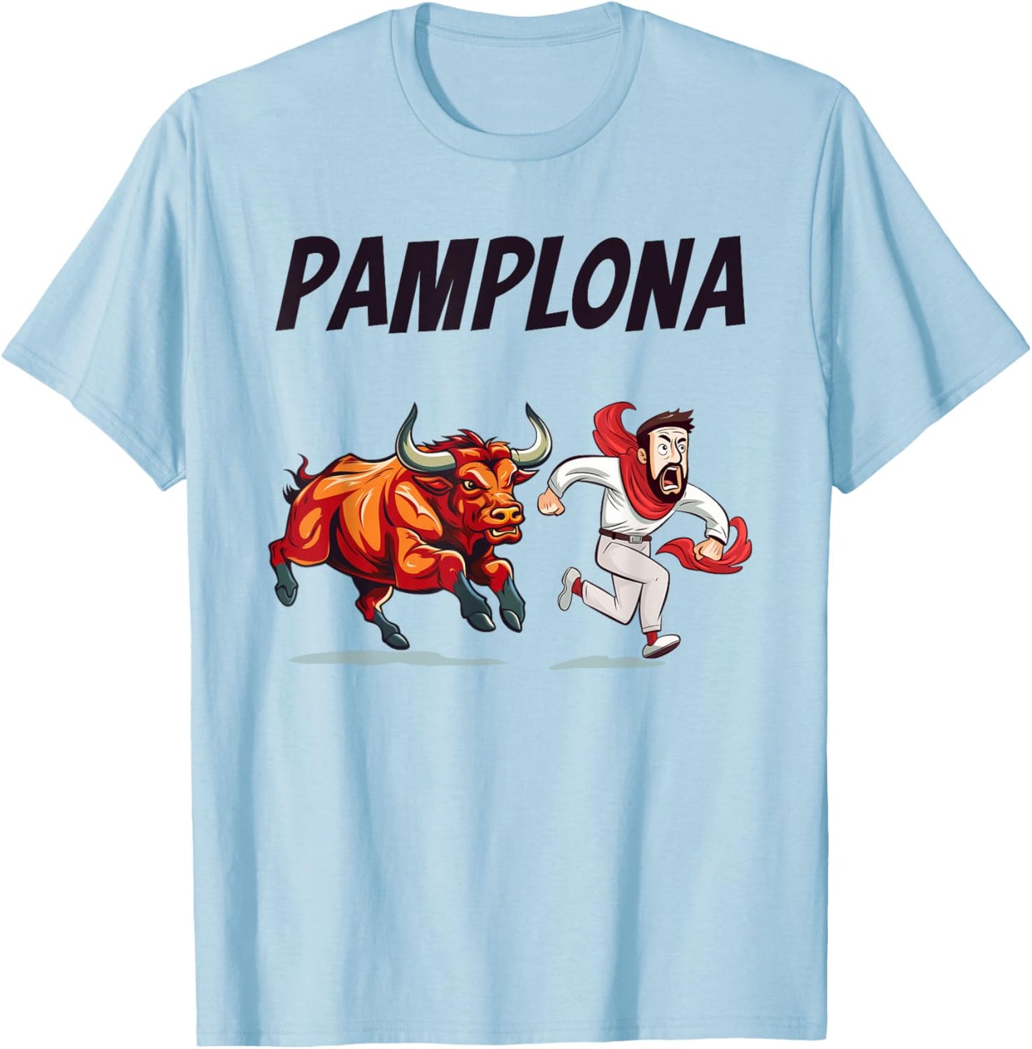 Pamplona Bull Running T-Shirt - T-Shirt | Light Blue