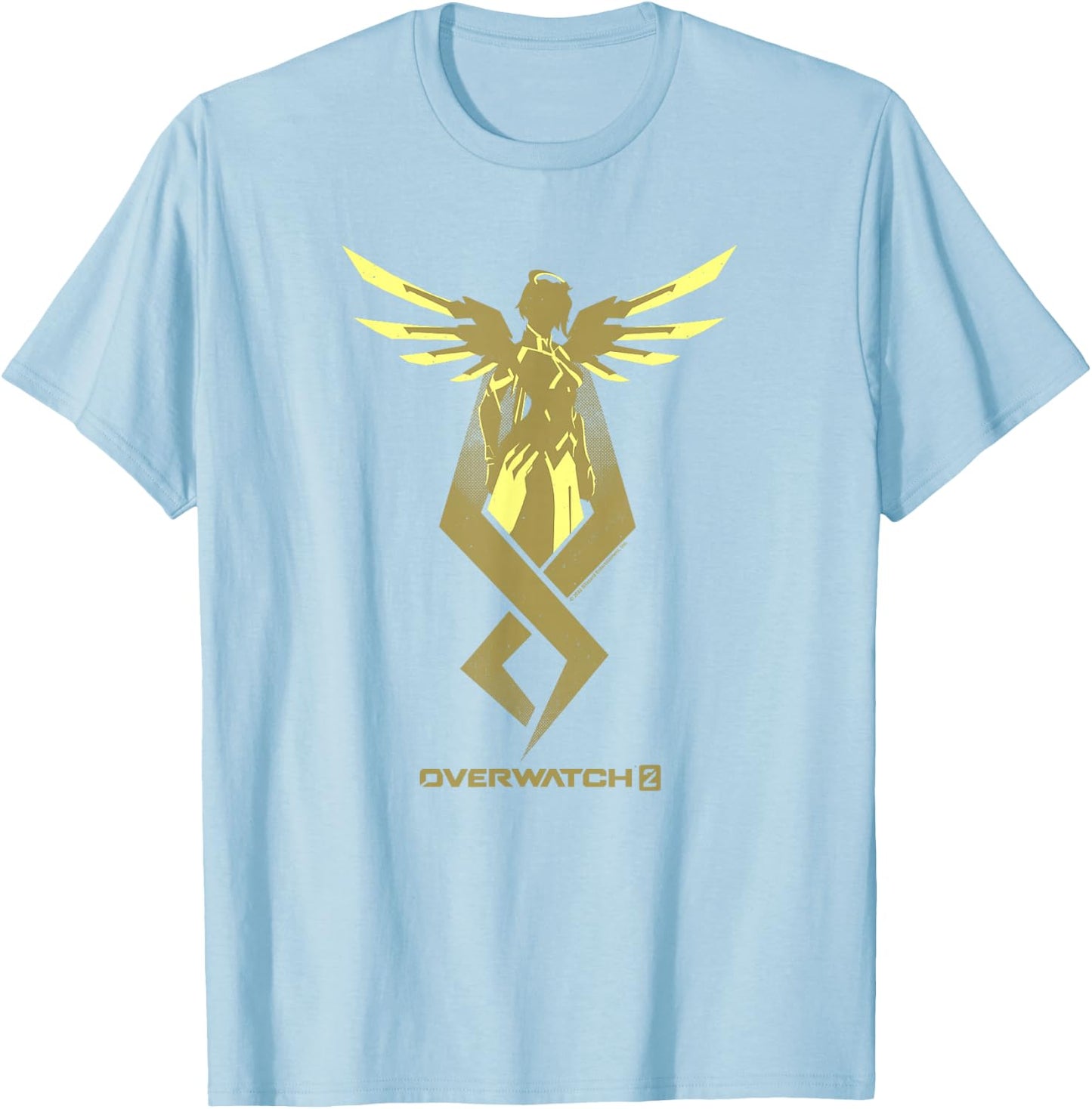 Overwatch 2 Mercy Angel Silhouette V2 T-Shirt - T-Shirt | Light Blue