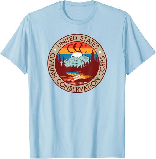 CCC Vintage Civilian Conservation Corp Seal Redesign T-Shirt - T-Shirt | Light Blue