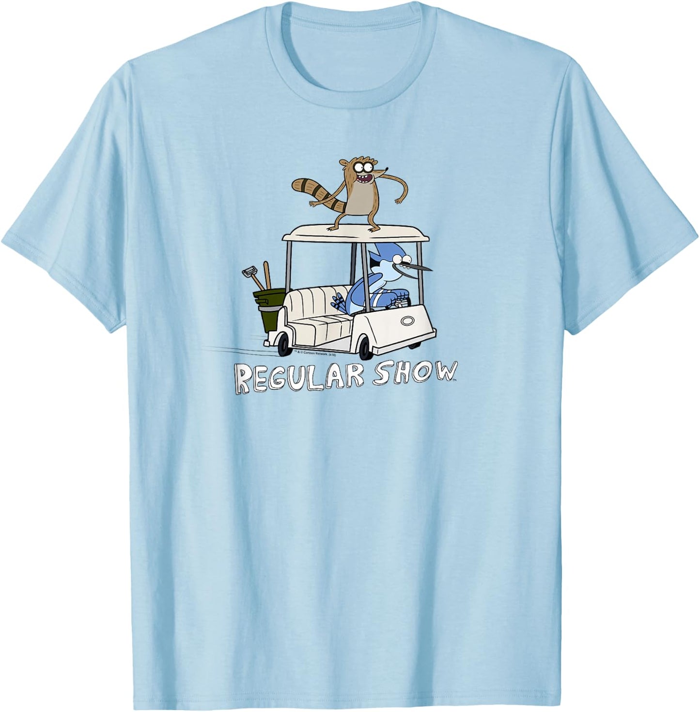 Regular Show Mordecai and Rigby Golf Cart T-Shirt - T-Shirt | Light Blue