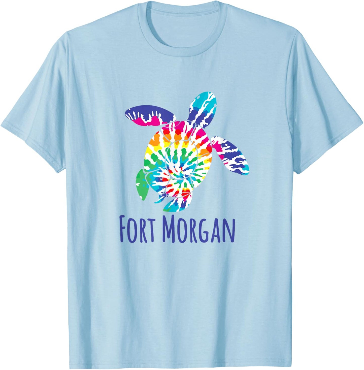 Fort Morgan Alabama Beach Tie Dye Batik Loggerhead Turtle T-Shirt - T-Shirt | Light Blue