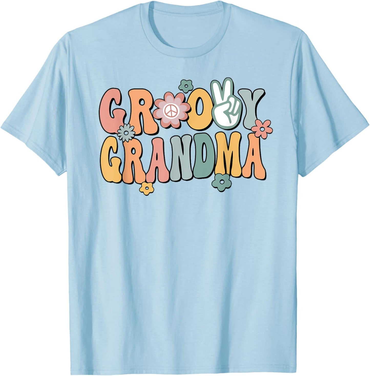 Groovy Grandma Retro Gigi Matching Family 1st Birthday Party T-Shirt - T-Shirt | Light Blue