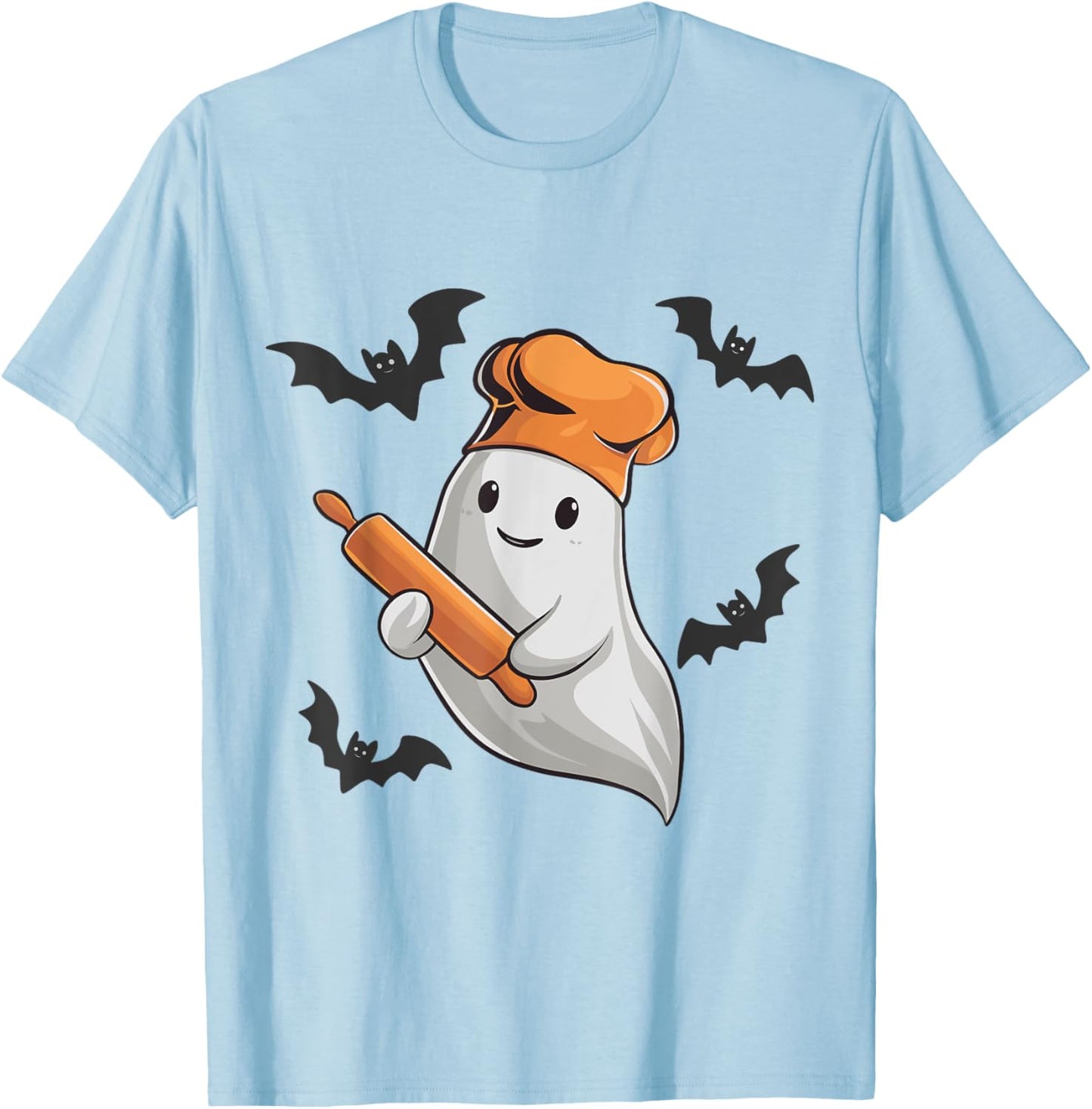 Ghost Baker Spooky Halloween Baking Cake Lover Bakery Team T-Shirt - T-Shirt | Light Blue