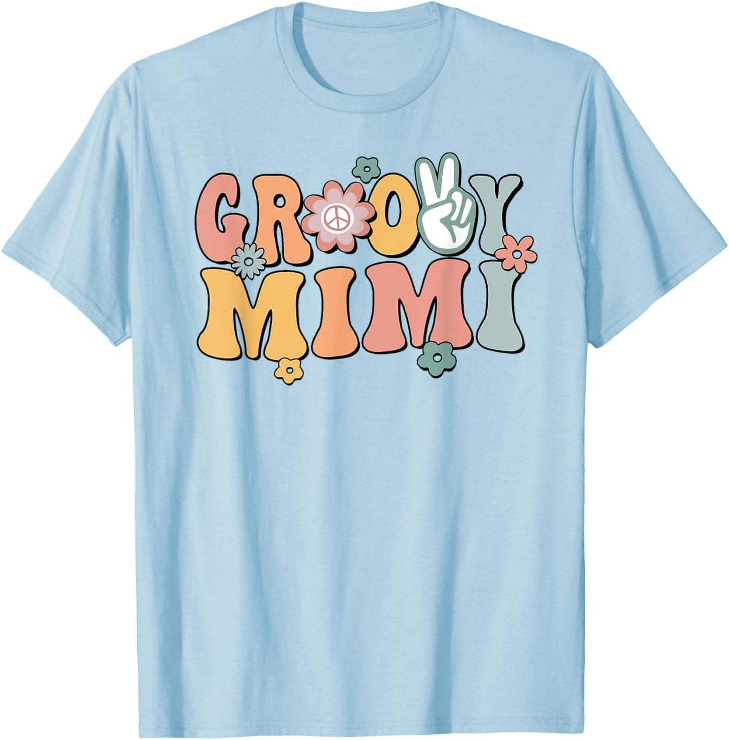 Groovy Mimi Retro Grandma Matching Family 1st Birthday Party T-Shirt - T-Shirt | Light Blue