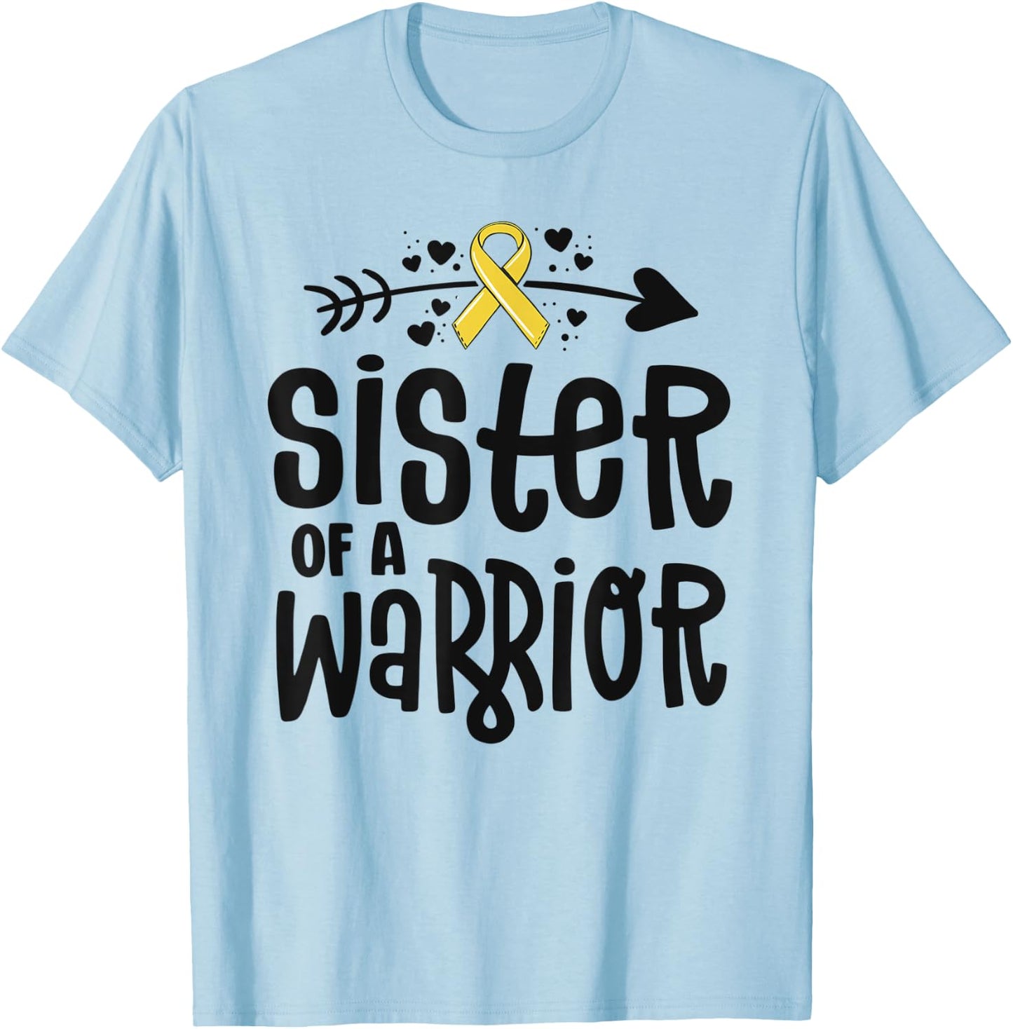 Sister Of A Warrior Gift Family Childhood Cancer Awareness T-Shirt - T-Shirt | Light Blue
