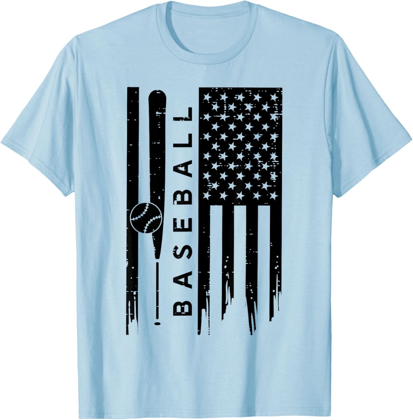 Baseball US American Flag Patriotic Sports Men Women Kids T-Shirt - T-Shirt | Light Blue